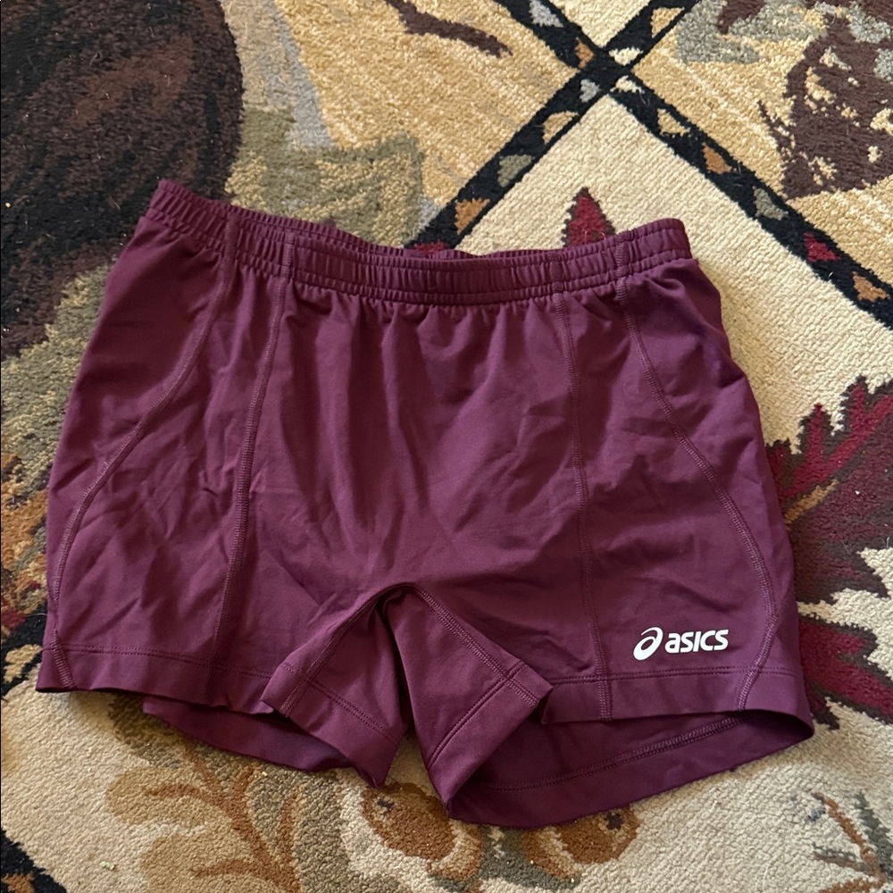 Asics Burgundy Athletic Shorts volleyball